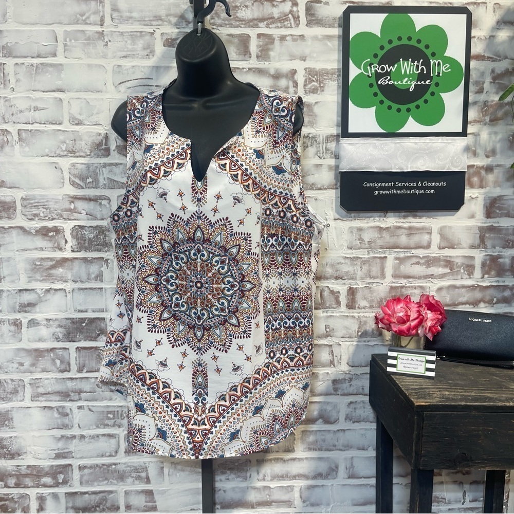 Mandala Print Sleeveless Top XXL
